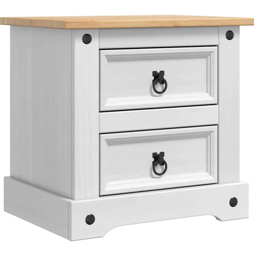 vidaXL Nachtkastje Corona Wit 53 x 39 x 47 cm Massief grenenhout