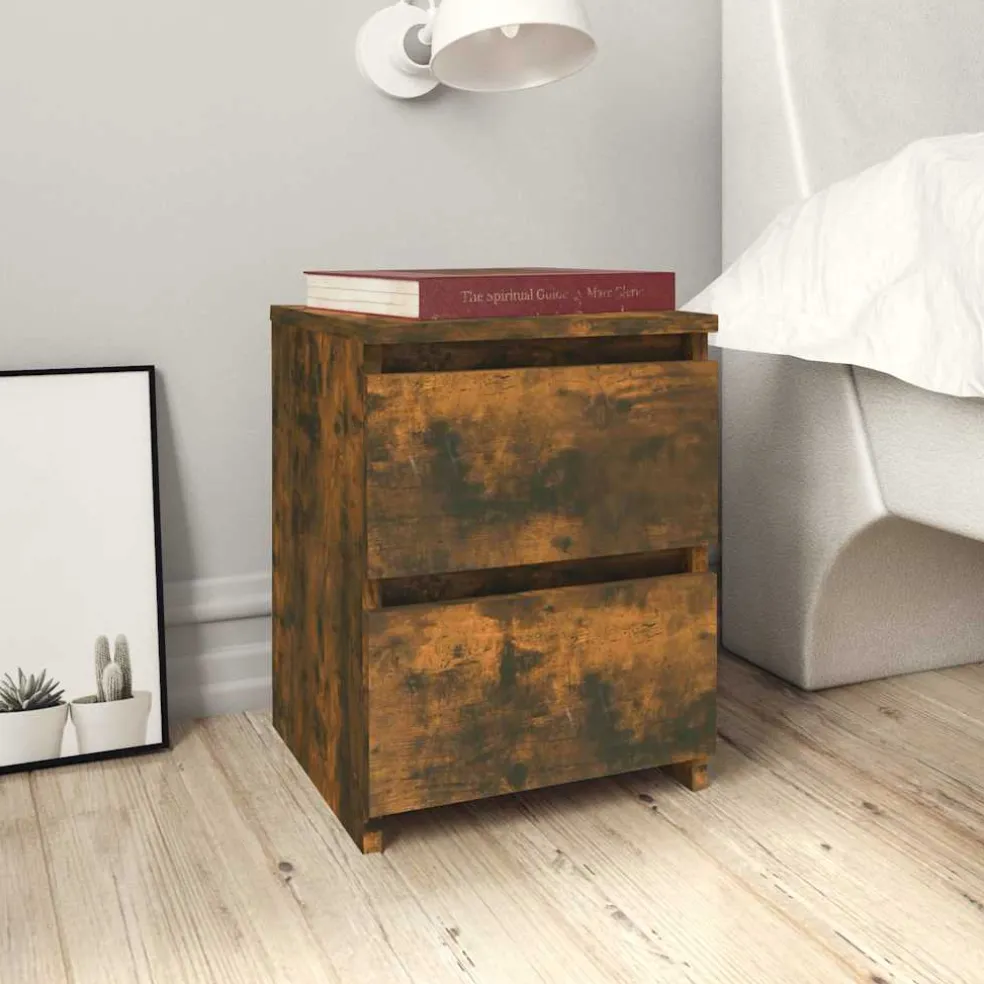 vidaXL Nachtkastje Gerookt Eiken 30x30x40 cm Engineered Wood