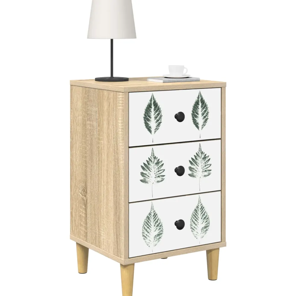 vidaXL Nachtkastje HANAU Sonoma Eiken 36 x 33 x 60 cm Bewerkt hout