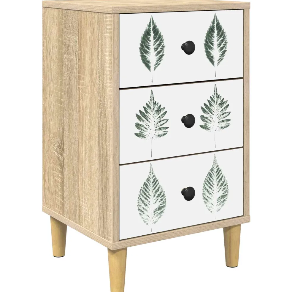 vidaXL Nachtkastje HANAU Sonoma Eiken 36 x 33 x 60 cm Bewerkt hout
