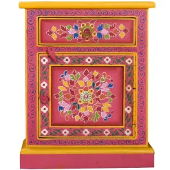 vidaXL Nachtkastje handgeschilderd massief mangohout roze
