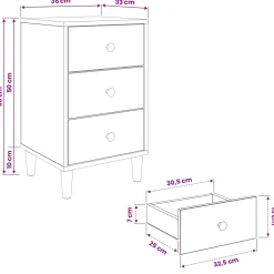 vidaXL Nachtkastje HEESCH Sonoma Eiken 36 x 33 x 60 cm Bewerkt hout