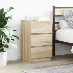 vidaXL Nachtkastje met 3 lades 39x35x65 cm sonoma eikenkleurig