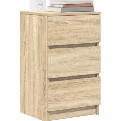 vidaXL Nachtkastje met 3 lades 39x35x65 cm sonoma eikenkleurig