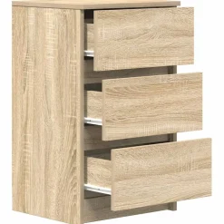 vidaXL Nachtkastje met 3 lades 39x35x65 cm sonoma eikenkleurig