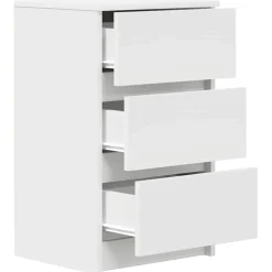 vidaXL Nachtkastje met 3 lades 39x35x65 cm wit