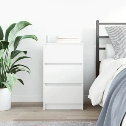 vidaXL Nachtkastje met 3 lades 39x35x65 cm wit