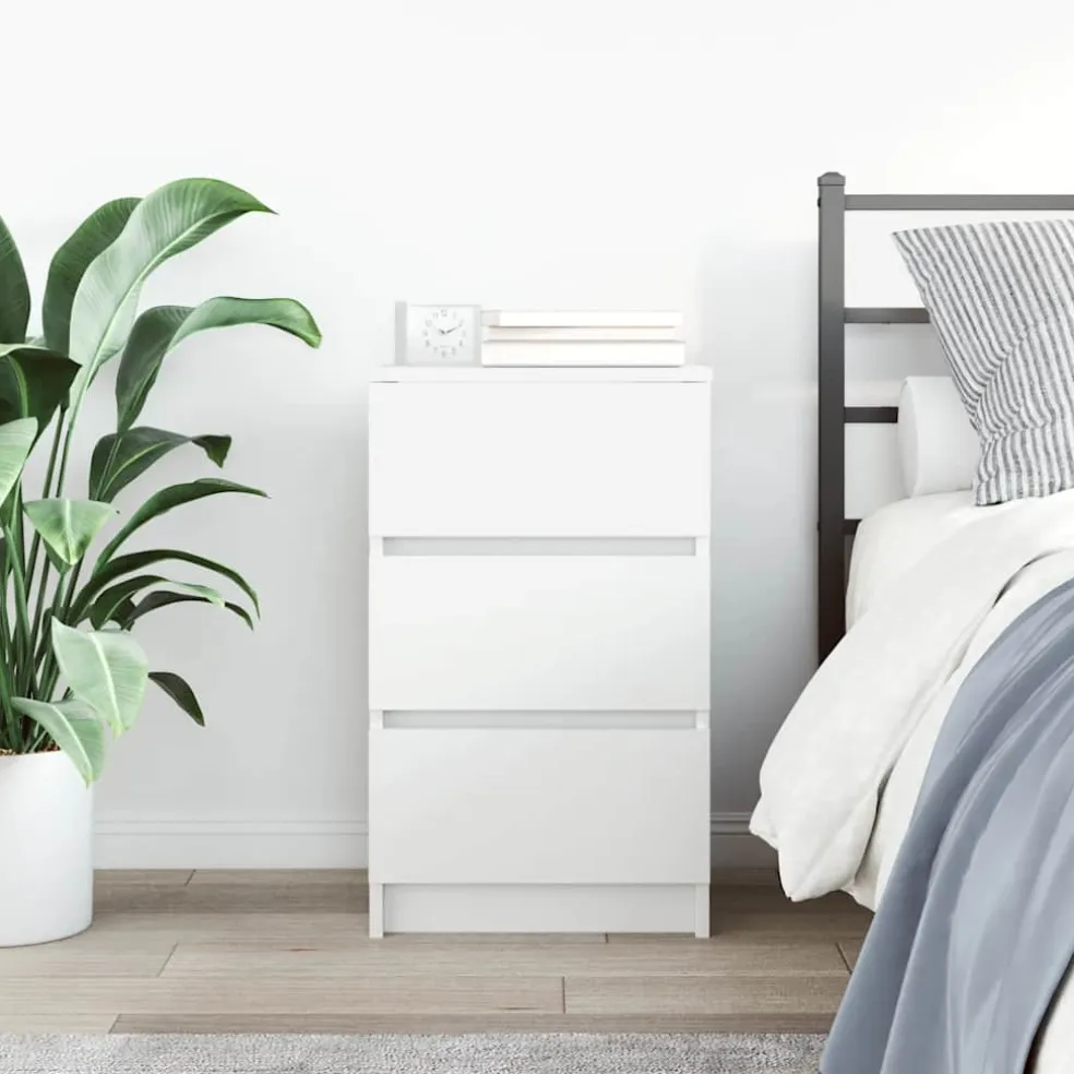 vidaXL Nachtkastje met 3 lades 39x35x65 cm wit