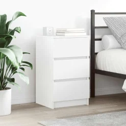 vidaXL Nachtkastje met 3 lades 39x35x65 cm wit