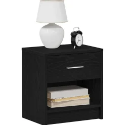 vidaXL Nachtkastje met lade 39x28x41 cm zwart