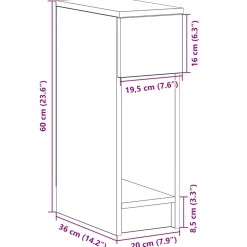 vidaXL Nachtkastje met lade 20x36x60 cm zwart eikenkleurig