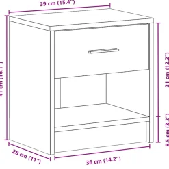 vidaXL Nachtkastje met lade 39x28x41 cm wit