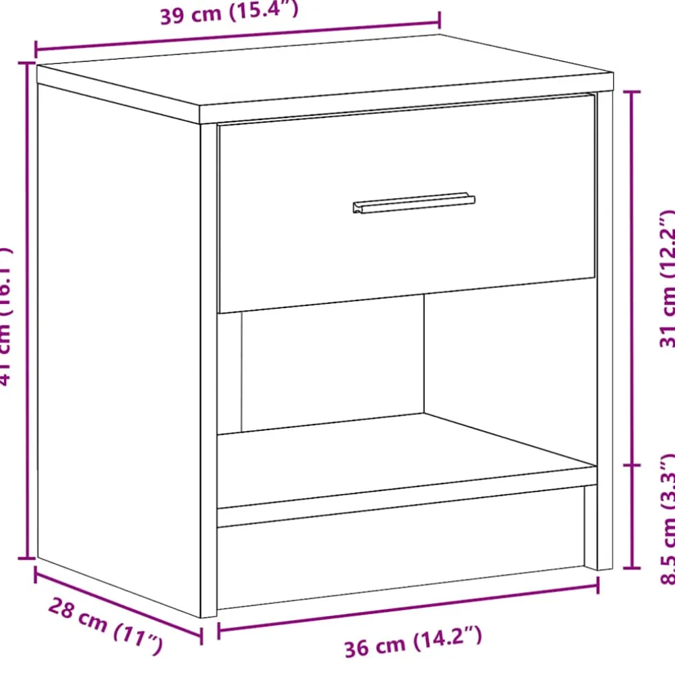 vidaXL Nachtkastje met lade 39x28x41 cm wit