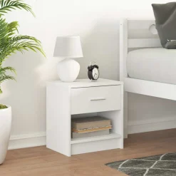 vidaXL Nachtkastje met lade 39x28x41 cm wit