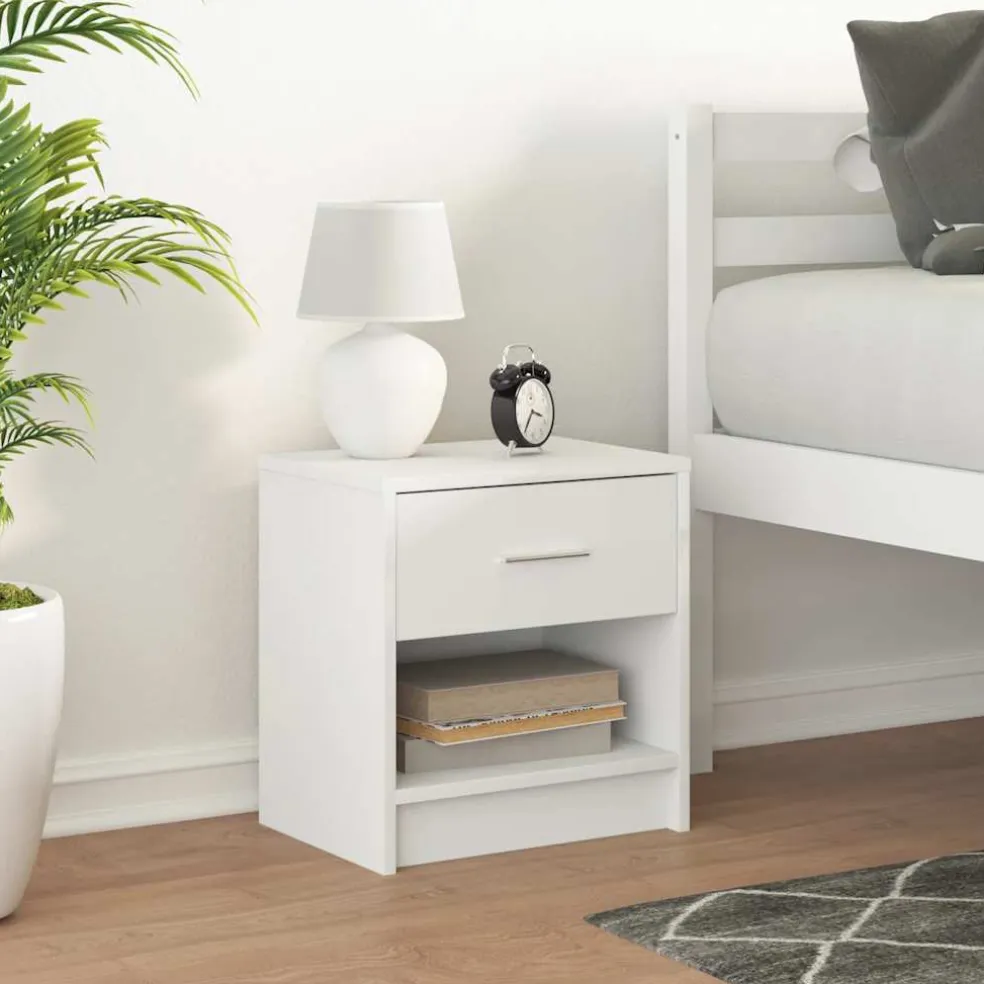 vidaXL Nachtkastje met lade 39x28x41 cm wit