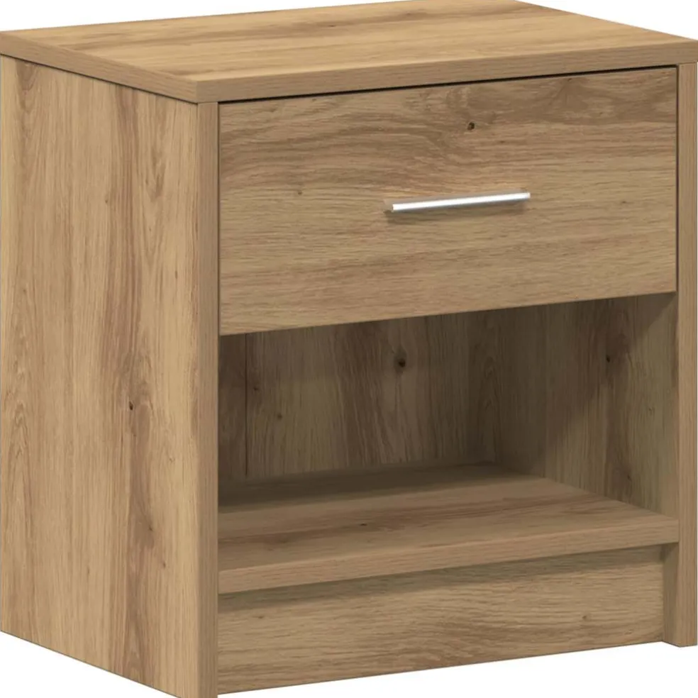 vidaXL Nachtkastje met lade 39x28x41 cm artisanaal eikenkleurig