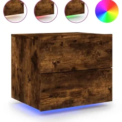 vidaXL Nachtkastje met LED's wandgemonteerd gerookt eikenkleurig
