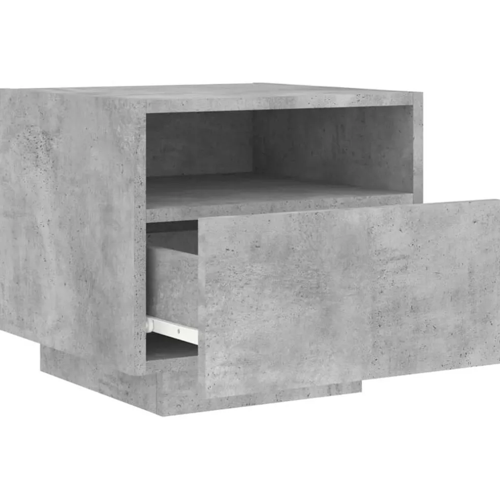vidaXL Nachtkastje met LED-verlichting 40x39x37 cm betongrijs