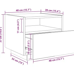 vidaXL Nachtkastje met LED-verlichting 40x39x37 cm betongrijs