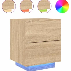 vidaXL Nachtkastje met LED-verlichting bewerkt hout sonoma eikenkleur