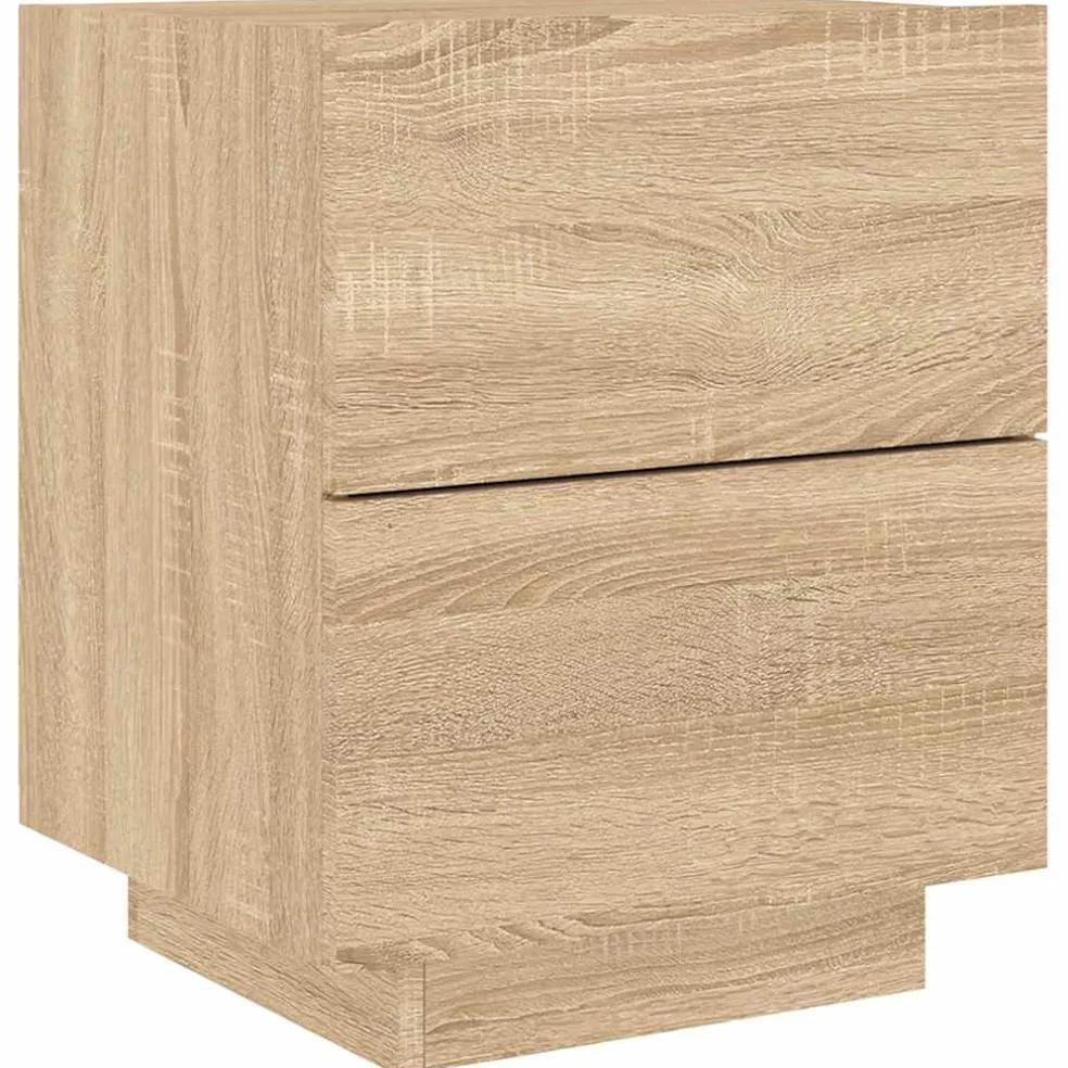 vidaXL Nachtkastje met LED-verlichting bewerkt hout sonoma eikenkleur