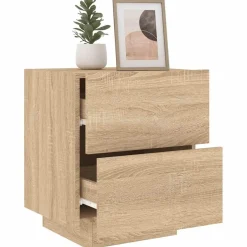 vidaXL Nachtkastje met LED-verlichting bewerkt hout sonoma eikenkleur