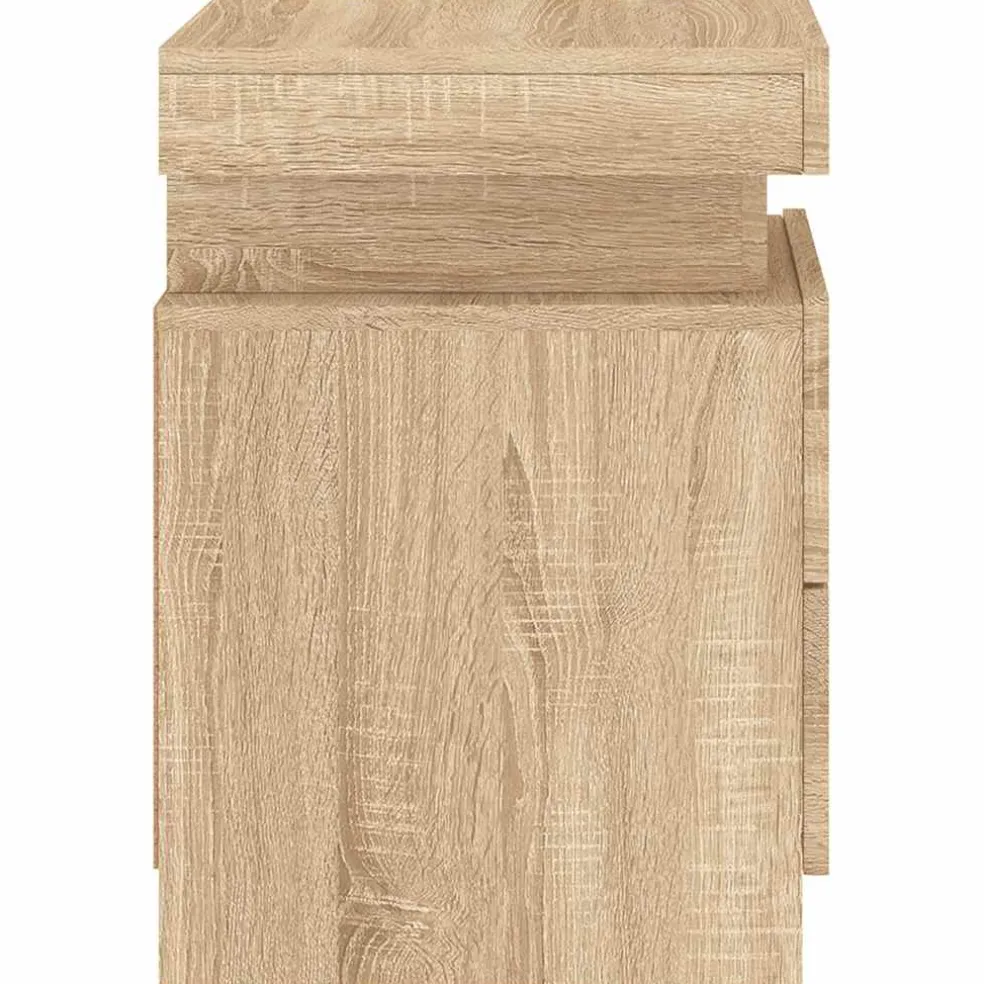 vidaXL Nachtkastje met LED-verlichting 35x39x55 cm sonoma eikenkleurig