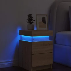 vidaXL Nachtkastje met LED-verlichting 35x39x55 cm sonoma eikenkleurig