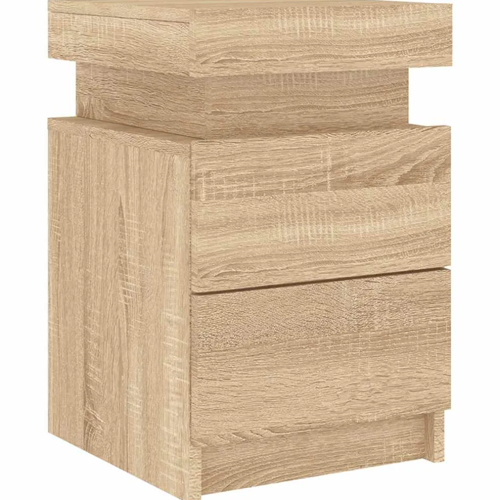 vidaXL Nachtkastje met LED-verlichting 35x39x55 cm sonoma eikenkleurig