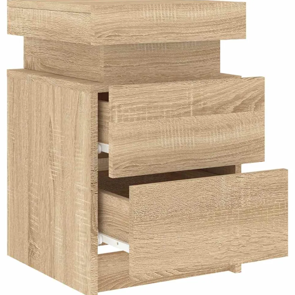 vidaXL Nachtkastje met LED-verlichting 35x39x55 cm sonoma eikenkleurig
