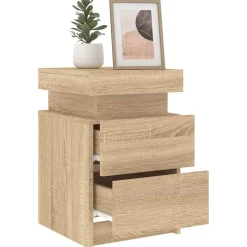 vidaXL Nachtkastje met LED-verlichting 35x39x55 cm sonoma eikenkleurig