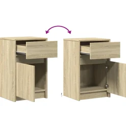 vidaXL Nachtkastje met LED-verlichting bewerkt hout sonoma eikenkleur