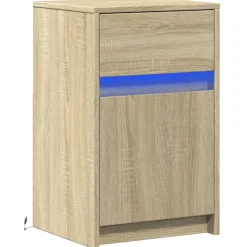 vidaXL Nachtkastje met LED-verlichting bewerkt hout sonoma eikenkleur