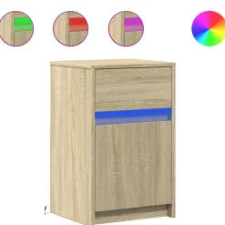 vidaXL Nachtkastje met LED-verlichting bewerkt hout sonoma eikenkleur