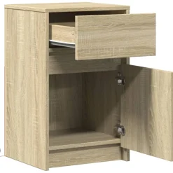 vidaXL Nachtkastje met LED-verlichting bewerkt hout sonoma eikenkleur