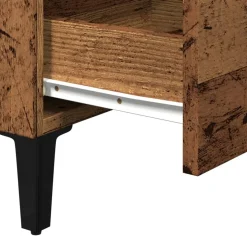 vidaXL Nachtkastje met metalen poten 40x35x69 cm oud houtkleurig