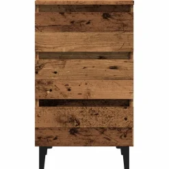 vidaXL Nachtkastje met metalen poten 40x35x69 cm oud houtkleurig