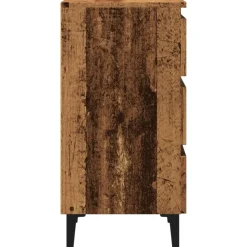 vidaXL Nachtkastje met metalen poten 40x35x69 cm oud houtkleurig