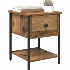vidaXL Nachtkastje Oudhout 34 x 35,5 x 45 cm Bewerkt hout