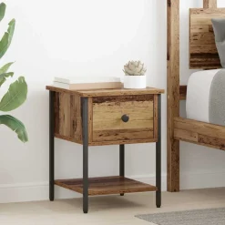 vidaXL Nachtkastje Oudhout 34 x 35,5 x 45 cm Bewerkt hout