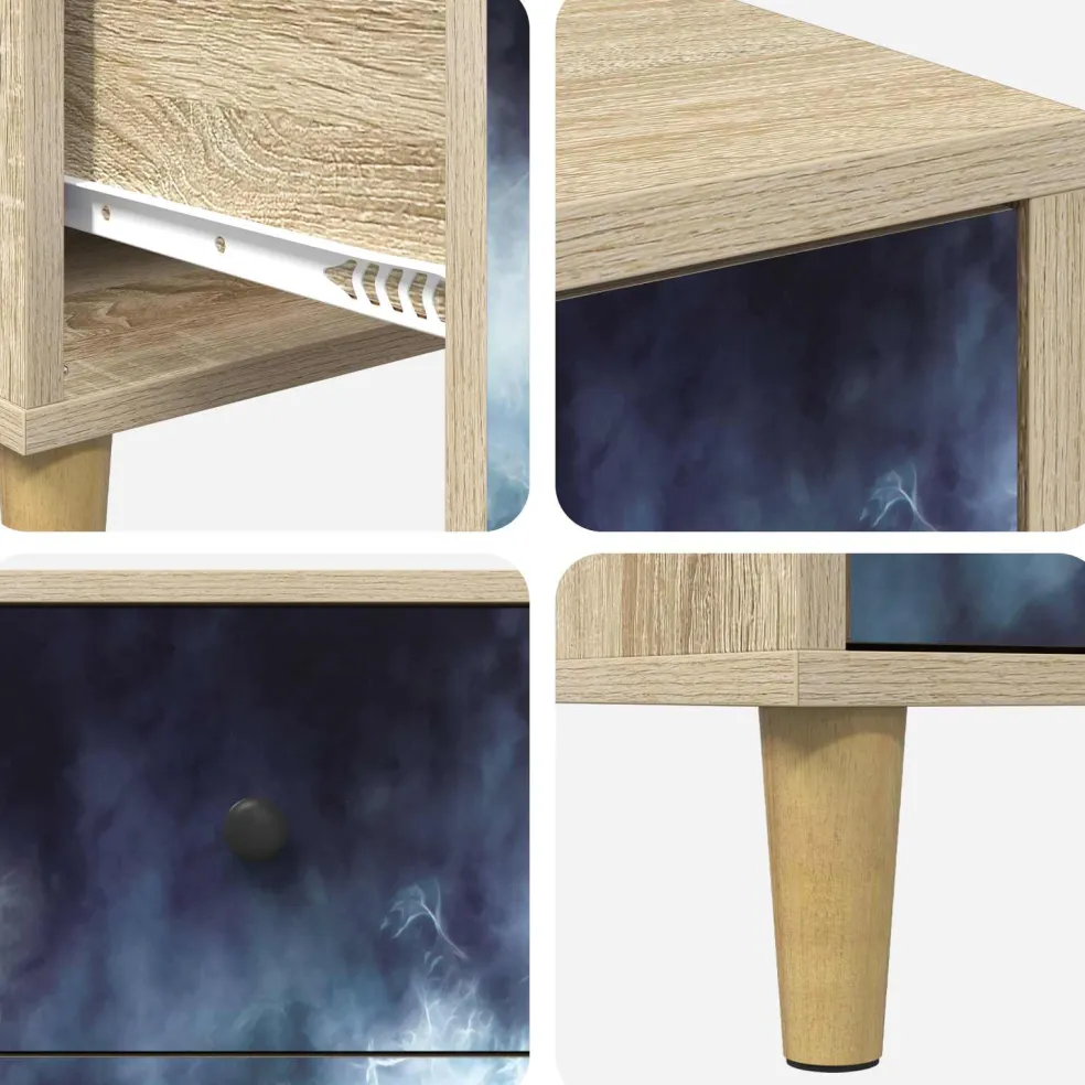 vidaXL Nachtkastje RAALTE Sonoma Eiken 36 x 33 x 60 cm Bewerkt hout