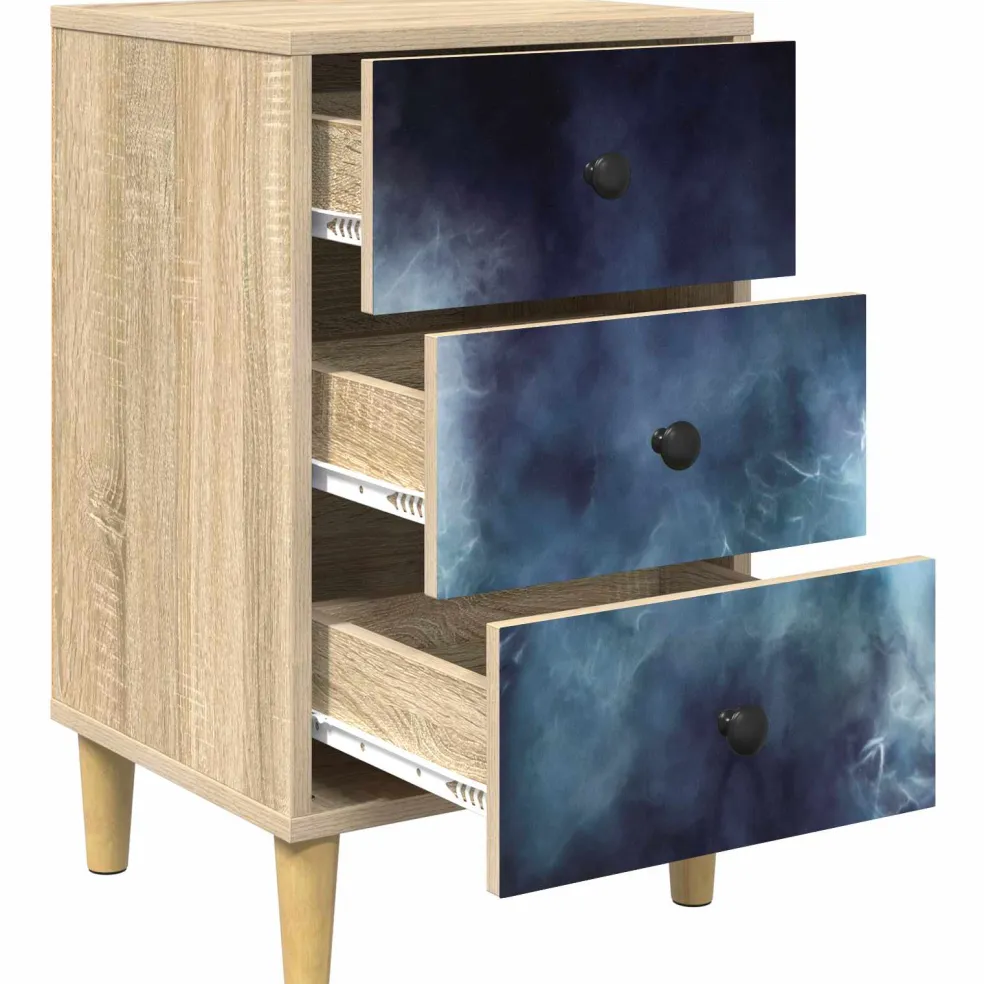 vidaXL Nachtkastje RAALTE Sonoma Eiken 36 x 33 x 60 cm Bewerkt hout