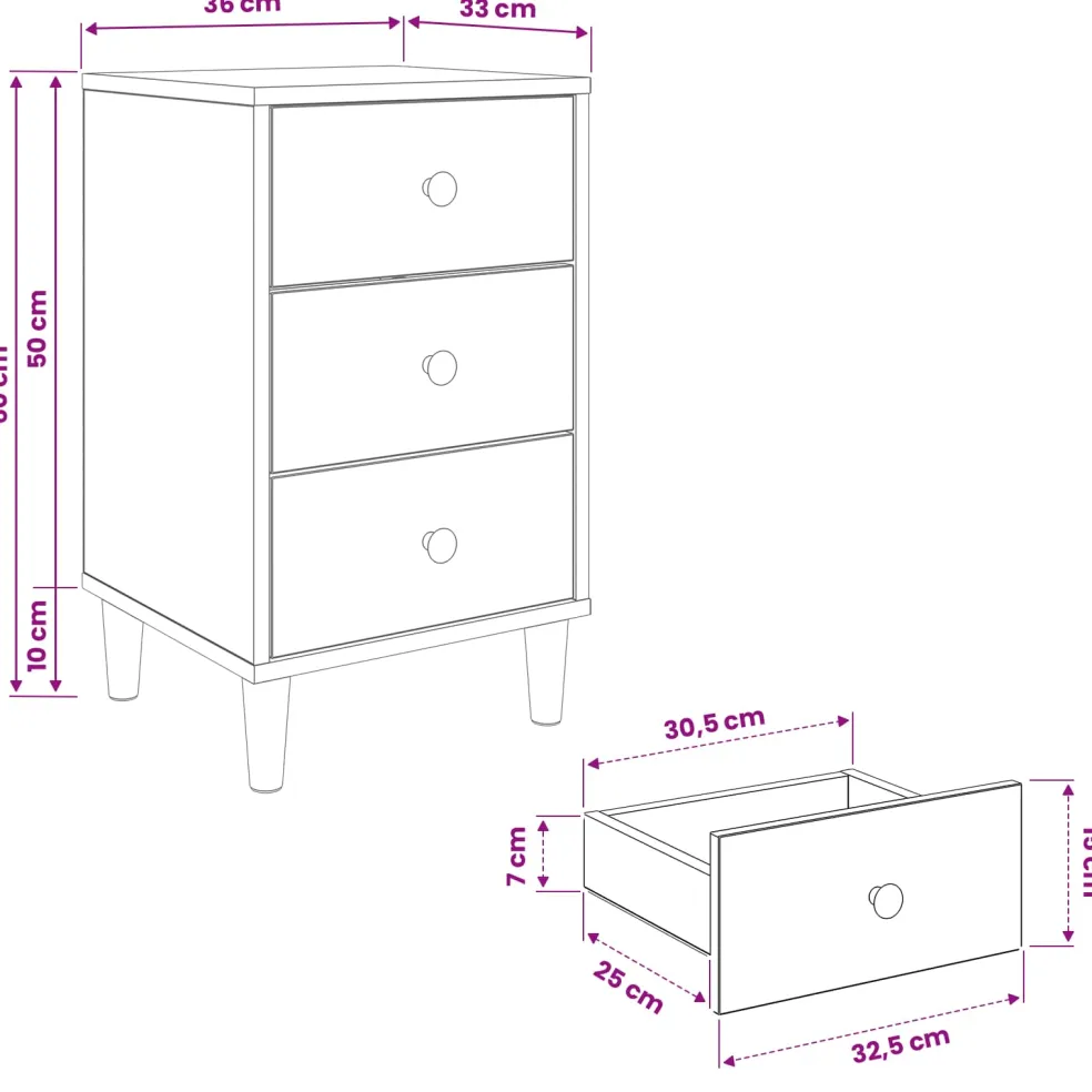 vidaXL Nachtkastje RAALTE Sonoma Eiken 36 x 33 x 60 cm Bewerkt hout