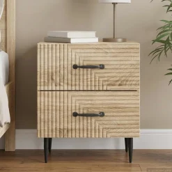 vidaXL Nachtkastje Sonoma Eiken 43 x 34,5 x 47,5 cm Bewerkt hout