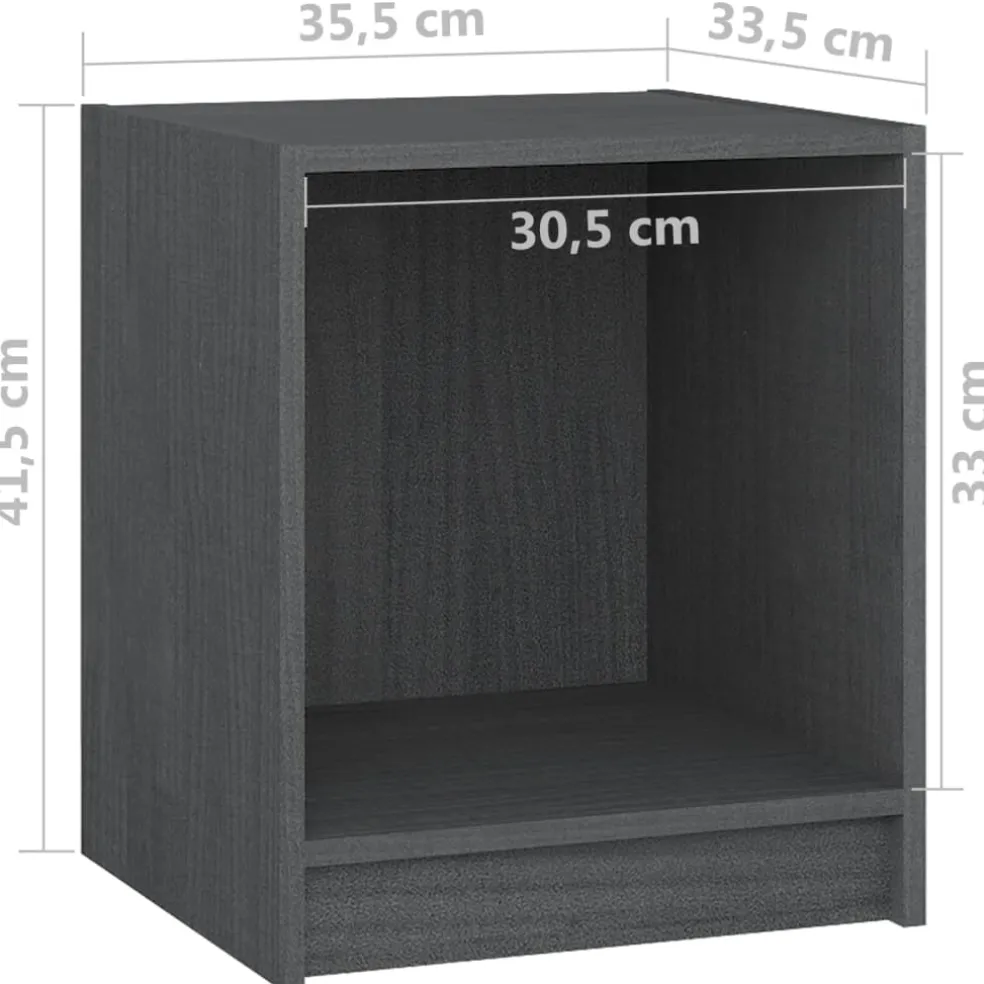 vidaXL Nachtkastjes 2 st 35,5x33,5x41,5 cm massief grenenhout grijs
