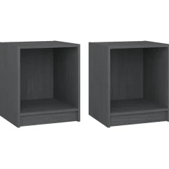 vidaXL Nachtkastjes 2 st 35,5x33,5x41,5 cm massief grenenhout grijs