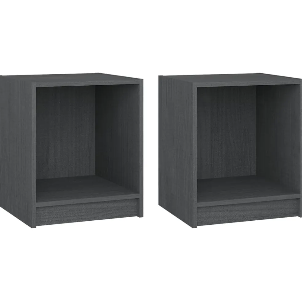 vidaXL Nachtkastjes 2 st 35,5x33,5x41,5 cm massief grenenhout grijs