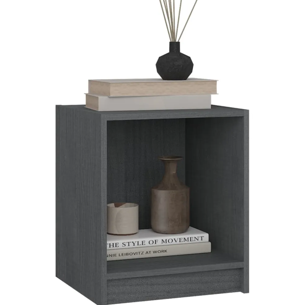 vidaXL Nachtkastjes 2 st 35,5x33,5x41,5 cm massief grenenhout grijs