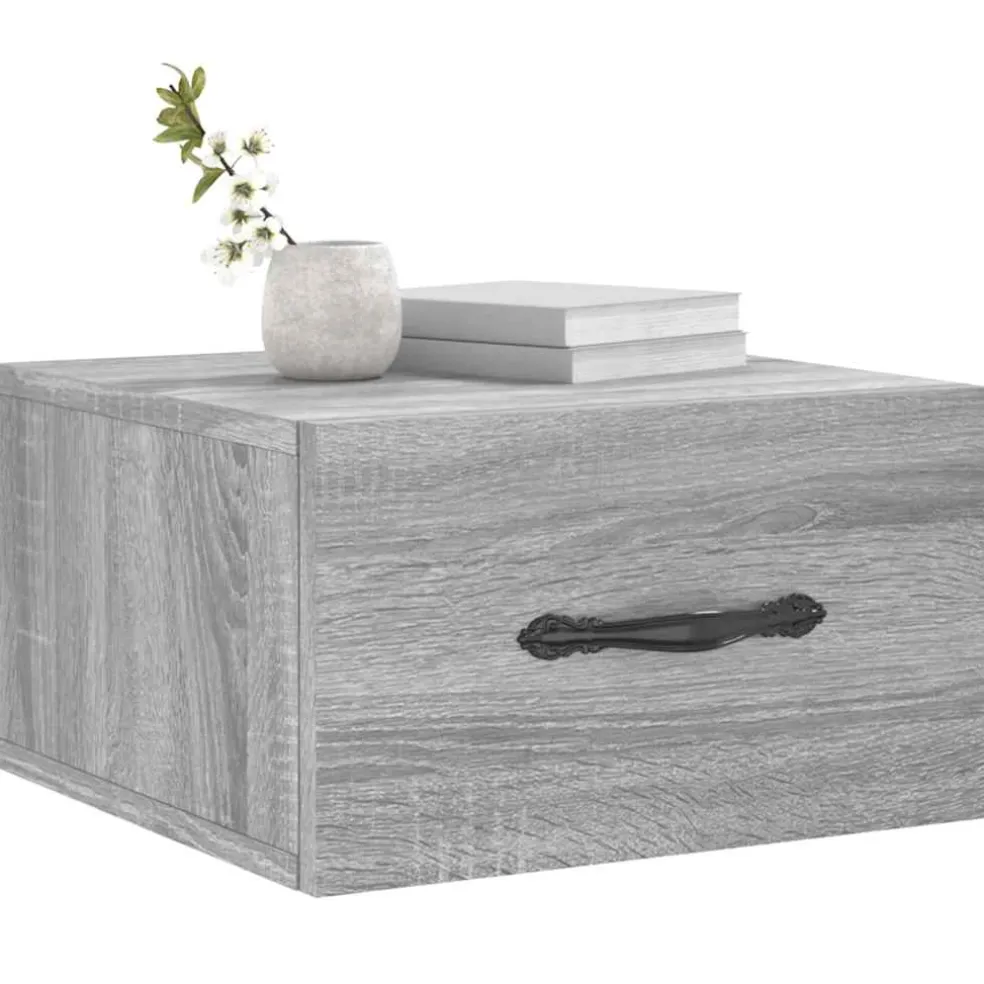 vidaXL Nachtkastje wandgemonteerd 35x35x20 cm grijs sonoma eikenkleur