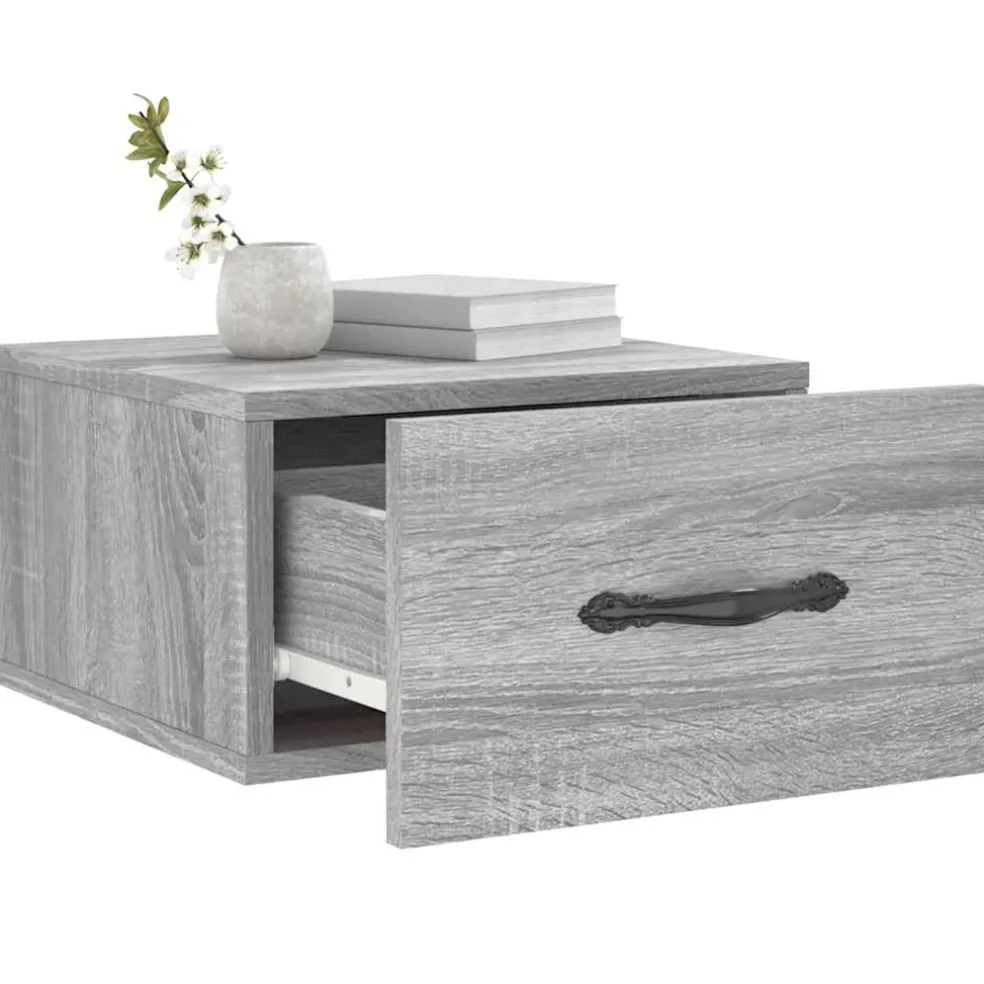 vidaXL Nachtkastje wandgemonteerd 35x35x20 cm grijs sonoma eikenkleur